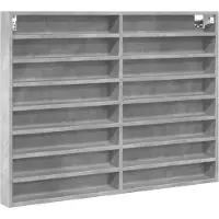 vidaXL Vitrinekast 100x8,5x75 cm bewerkt hout betongrijs