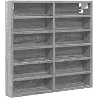 vidaXL Vitrinekast 60x8,5x58 cm bewerkt hout grijs sonoma eikenkleur