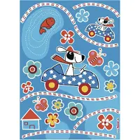 Komar Muursticker - Kaart - Auto - Hond - Wegen - Zelfklevend - Muurdecoratie - Stickers - 50 x 70 cm