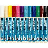 Creativ Company Glas- & Porseleinstiften, Lijndikte 2-4 mm, Dekkend, Diverse Kleuren, 12 Stuk