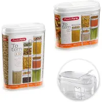 Forte Plastics Set van 9x kunststof keuken voorraadbussen 4x 1,5 liter en 5x 1 liter inhoud - Transparant/wit
