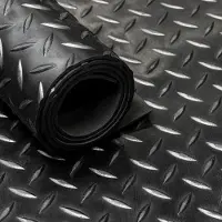 Ivol Rubbermat op rol - Diamant motief Zwart - 3mm breedte 220 cm - Rubber loper - Per strekkende meter