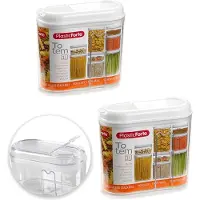 Huismerk 8x stuks plastic strooier/voorraad bussen container - 1 liter - 8 x