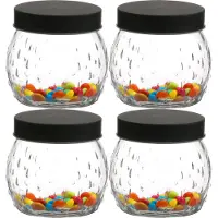 Urban Living Voorraadpot/bewaarpot Roma - 10x - 1L - glas - zwart - D13 x H13 cm