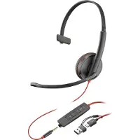 HP Poly Blackwire 3215 Headset Hoofd Met microfoon Mono Zwart