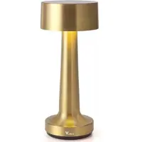 VUBIO Tafellamp Goud Oplaadbaar - Touchlamp - Draadloos en dimbaar - 21cm -Nachtkastje - Restaurant - Tafellamp - Tentlamp - Restaurant