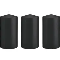 Trend Candles 3x Kaarsen zwart 8 x 15 cm 69 branduren sfeerkaarsen - Stompkaarsen