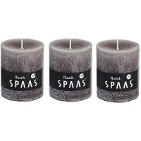 Spaas Candles 3x Rustieke kaarsen taupe 7 x 8 cm 30 branduren sfeerkaarsen - Stompkaarsen