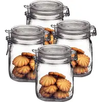 Bormioli Rocco Weckpot/inmaakpot - 4x - 750 ML - glas - met beugelsluiting - luchtdicht - 10 x 13 cm