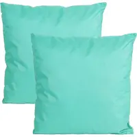 Anna's Collection Buiten of tuin sier kussens - 2x - aqua blauw - 45 x 45 cm - binnen/buiten - zitkussens tuinbank