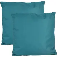 Anna's Collection Buiten of tuin sier kussens - 2x - petrol blauw - 45 x 45 cm - binnen/buiten - zitkussens tuinbank