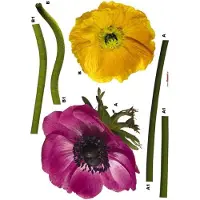 Komar - Muursticker - Bloemen - Behang sticker - Zelfklevend - Muurdecoratie - Stickers - 50 x 70 cm