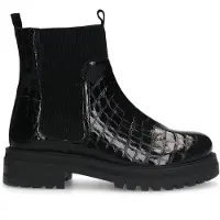 Manfield Zwarte leren croco chelsea boots | Maat 42
