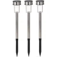Pro Garden buitenlampen/tuinlampen - 8x - RVS koel wit - solar verlichting - 36 cm - prik spotjes
