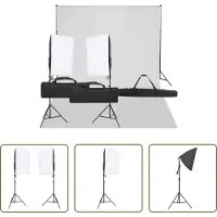 The Living Store Fotostudioset - Verlichtingsset 40 x 60 cm - Flexibel Achtergrondsysteem - 500 x 300 cm wit - Inclusief draagtas