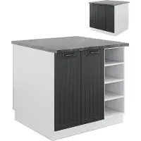 Vicco Keukeneiland Fame-Line Antraciet landhuis/wit 90 cm zonder werkblad, Model 38727