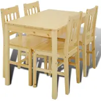 vidaXL Eettafel met 4 stoelen hout naturel