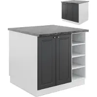 Vicco Fame-Line Keukeneiland – 90 cm zonder werkblad Antraciet-Goud/Wit