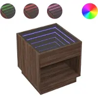 vidaXL Nachtkastje met Infinity LED 50x50x50 cm bruin eikenkleurig