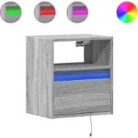 vidaXL Nachtkastjes met LED's 2 st wandgemonteerd grijs sonoma eiken