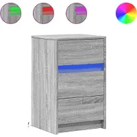 vidaXL Nachtkastje met LED-verlichting bewerkt hout grijs sonoma