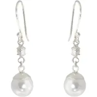 Behave - Oobellen - 925 sterling zilveren oorhangers met witte kunstof licht gewicht parel