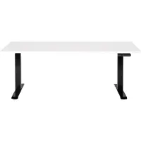 Beliani DESTINES - Elektrisch Verstelbaar bureau - Wit/Zwart- 160 cm - MDF