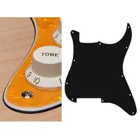Boston ST-300-PY pickguard, Stallion, no holes (only screw holes), 3 ply, pearl yellow