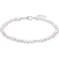 Lucardi Dames Zilveren armband zoetwaterparel - Armband - 925 Zilver - Zilverkleurig - 19 cm