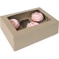 House of Marie Cupcake Doos 6 - Kraft - pk/2