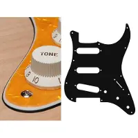 Boston ST-313-PY pickguard, Stallion, standard, SSS, 3 pot holes, 3-5 switch, 3 ply, pearl yellow