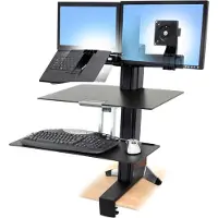 Ergotron WorkFit-S Dual voor 2 LCD-beeldschermen met werkblad