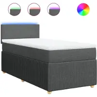 vidaXL Boxspringbed met matras, donkergrijs, 100x200 cm, gestoffeerd