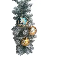 House of Seasons Kerstbal groen, champagne kleur met glitters, Set van 6 , D8cm