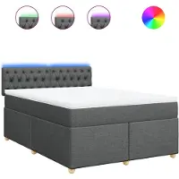vidaXL Boxspringbed met matras, donkergrijs, 140x190 cm, gestoffeerd