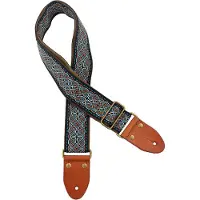 Gaucho Gitaarband - GST-1280-2 - Authentic Deluxe Series - Jacquard weefsel - Suède achterkant - Zwart/Blauw