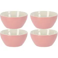 Excellent houseware Soepkommen/schaaltjes - 4x - Acapulco - porselein - D14 x H6.5 cm - lichtroze - Kommetjes