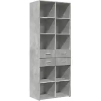 vidaXL Hoge kast, betonkleur, 70x42,5x185 cm, houtvezelplaat