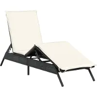vidaXL Ligbed met kussen poly rattan zwart