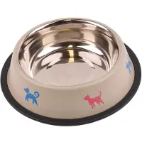 Sarcia.eu Metalen voerbak met rubber in beige kleur voor honden 0,71 l