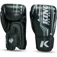King Pro Boxing Bokshandschoenen - Spartan 1 - Microvezel - Zwart / Grijs 14 oz
