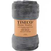 Tiseco Home Studio - Deken COSY DELUX - microflannel - 280 g/m² - 240x220 cm - Donkergrijs