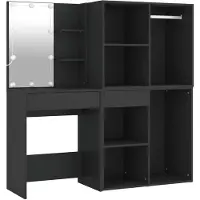 vidaXL Kaptafel met kastjes LED bewerkt hout zwart