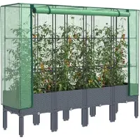 vidaXL Verhoogde tuinbed met kasopbouw, rattanlook, 160x40x140 cm