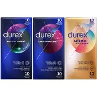 Durex Orgasm Intense Condooms 10 Stuks, Performa Condooms 10 Stuks & Nude No Latex Condooms 1 Stuks Pakket