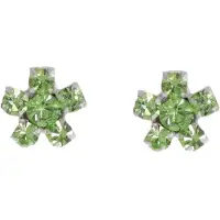 Behave - Oorbellen - Bloem - 925 Sterling Zilver - Groene Kristal steentjes