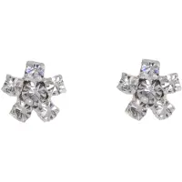 Behave - Oorbellen - Bloem - 925 Sterling Zilver - Transparante Kristal steentjes