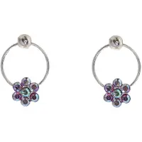 Behave - Oorbellen - Rondje met Bloem - 925 Sterling Zilver - Roze