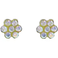 Behave - Oorbellen - Bloem - 925 Sterling Zilver - Aurore Boreale Kristal steentjes -Geel