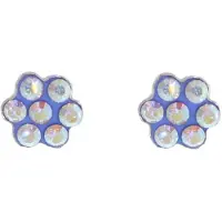 Behave - Oorbellen - Bloem - 925 Sterling Zilver - Aurore Boreale Kristal steentjes -Aqua Blauw